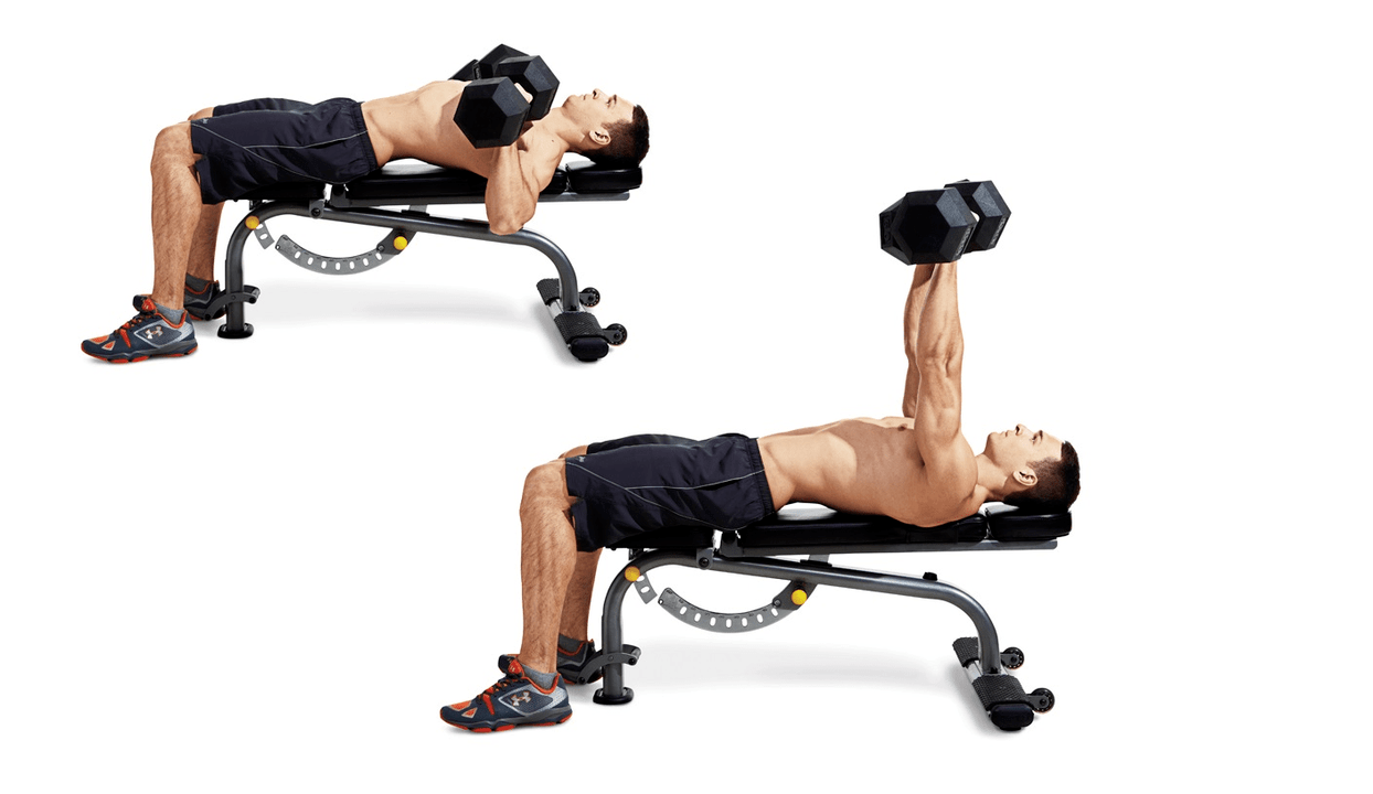 Dumbbell bench press to work your upper body